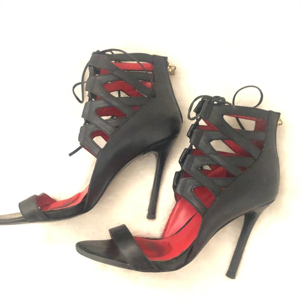Charles Jourdan 💋 Lace-up Black Heels US 8 - Picture 14 of 15